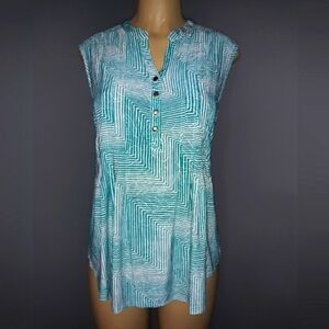 NEW DIRECTIONS TURQUOISE & WHITE TOP SZ XLG